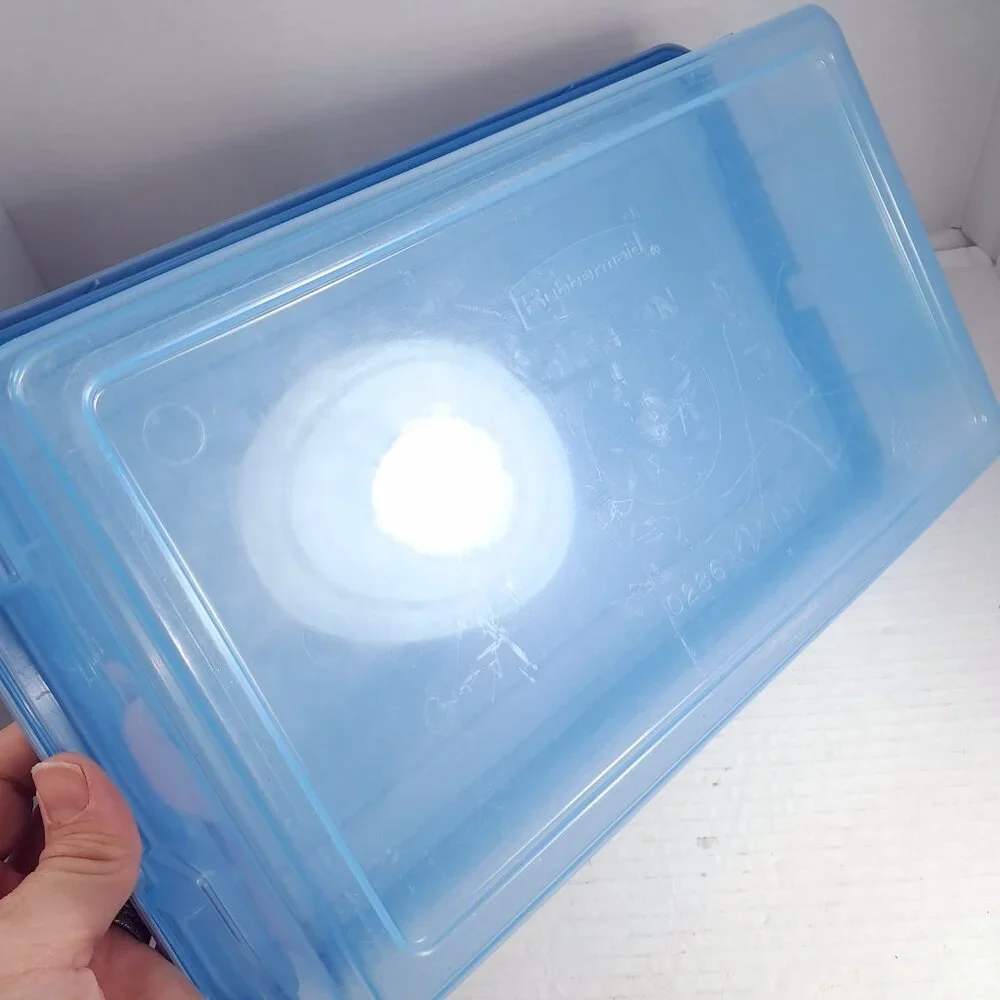 Vintage‎ Rubbermaid 0286 Storage Box Blue clear Container Plastic Snap Shut Lid